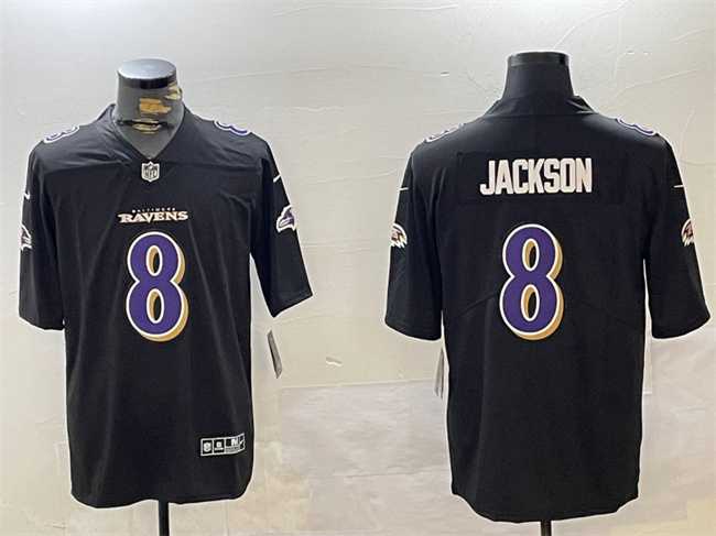 Mens Baltimore Ravens #8 Lamar Jackson Black Vapor Limited Jersey Dzhi